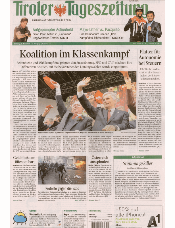 Titelseiten vom 02.05.2015