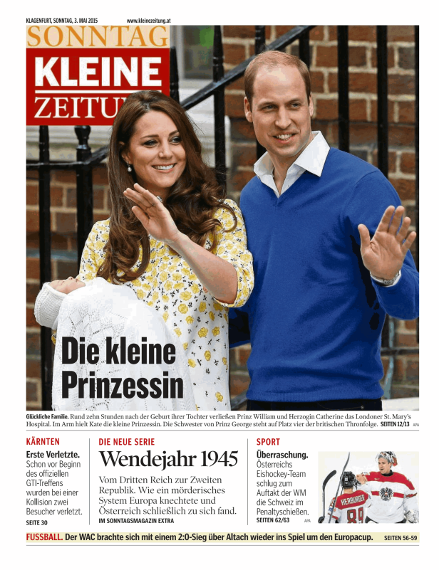 Prinz William und Herzogin Catherine verlassen mit ihrem neugeborenen Baby das St. Mary's Hospital in London.