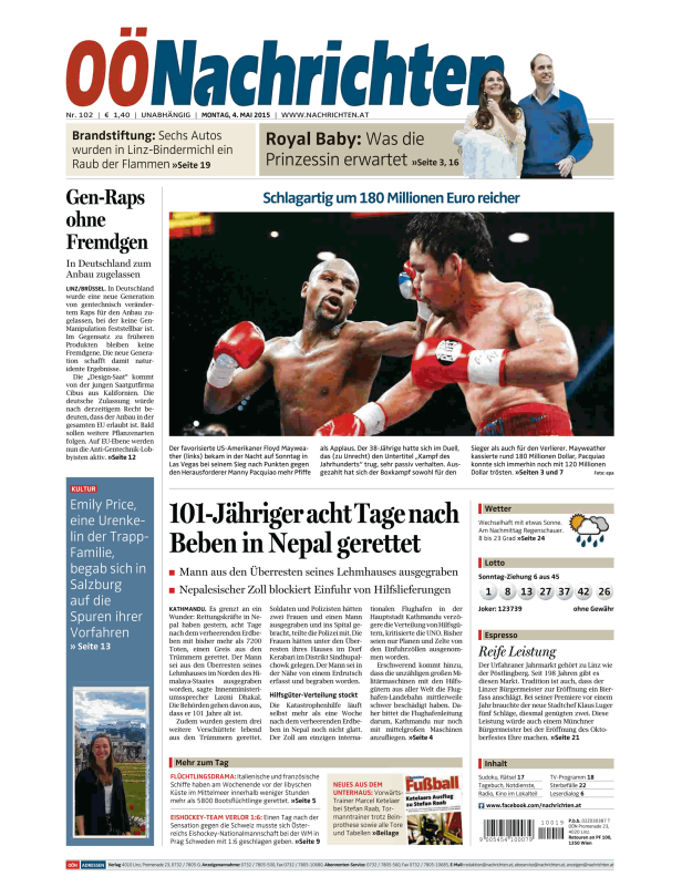 Titelseiten vom 04.05.2015