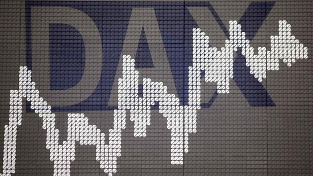 Eine stilisierte Darstellung des DAX-Kurses mit steigender Tendenz.