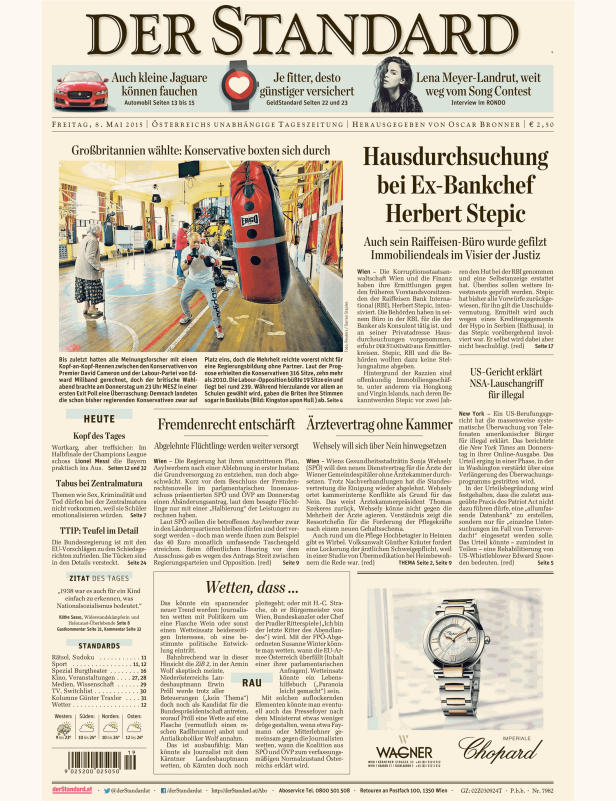 Titelseiten vom 08.05.2015