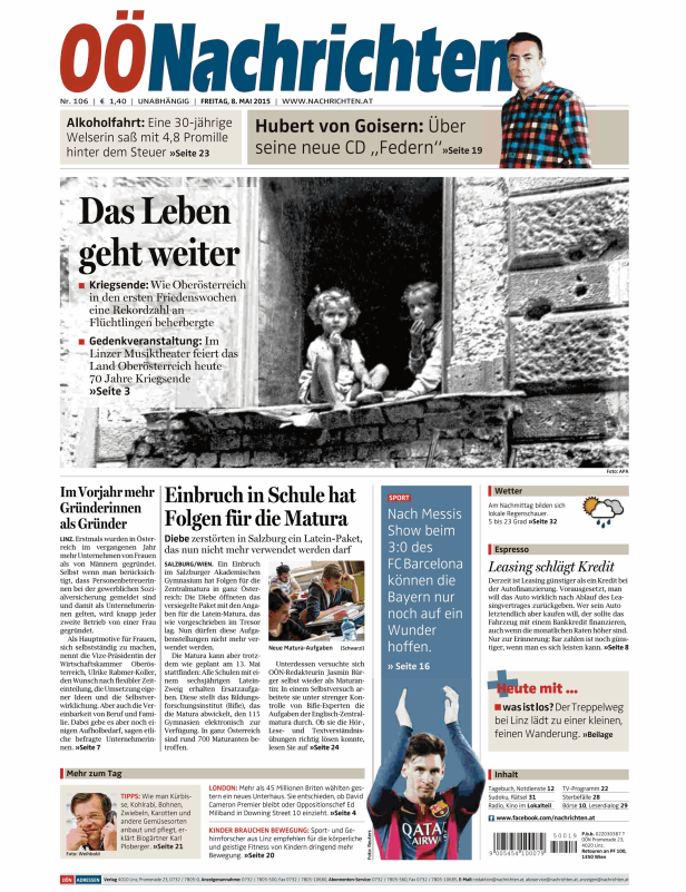 Titelseiten vom 08.05.2015