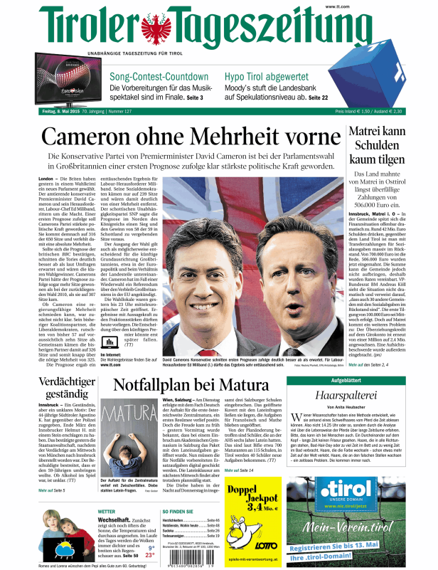 Titelseiten vom 08.05.2015