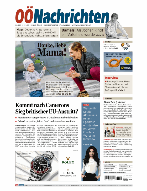 Titelseiten vom 09.05.2015