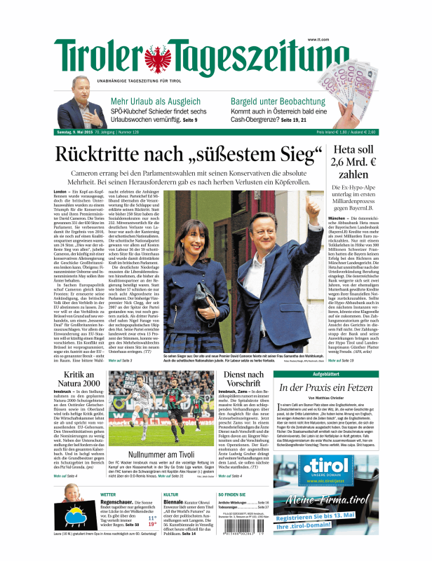 Titelseiten vom 09.05.2015