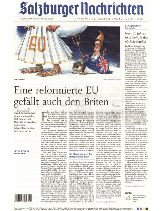 Titelseiten vom 09.05.2015