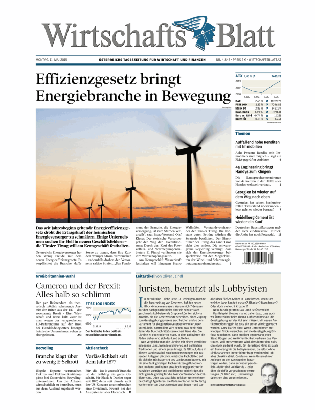 Titelseiten vom 11.05.2015