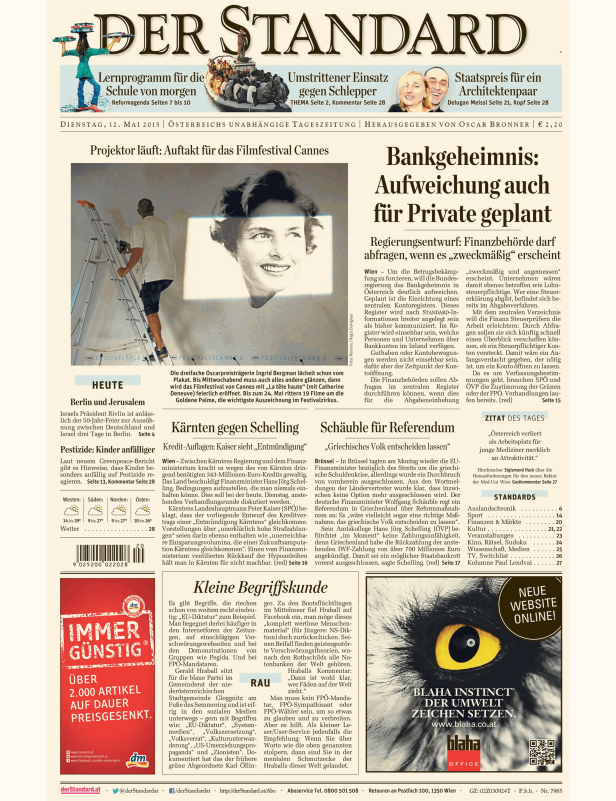 Titelseiten vom 12.05.2015