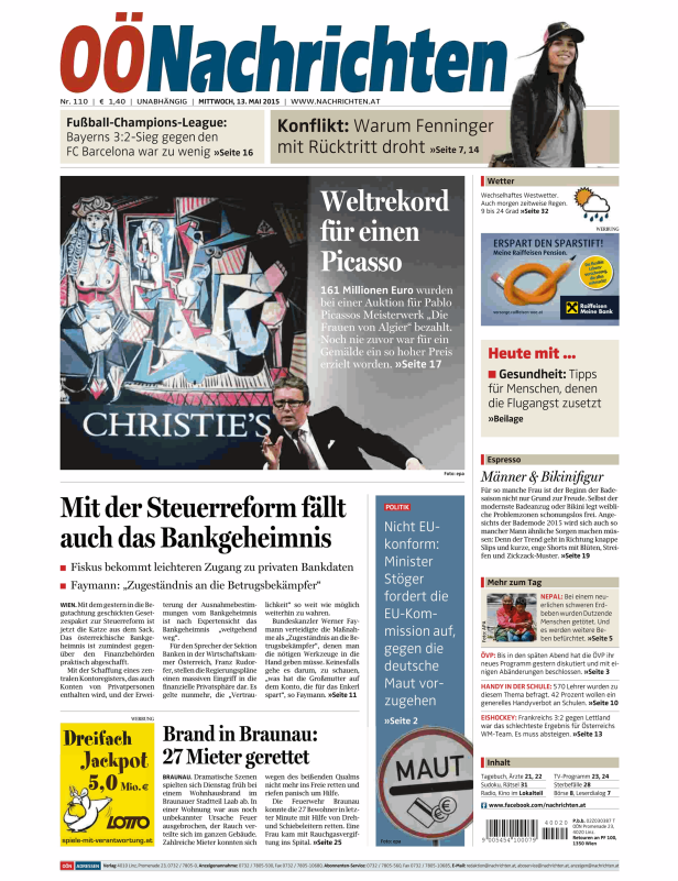 Titelseiten vom 13.05.2015