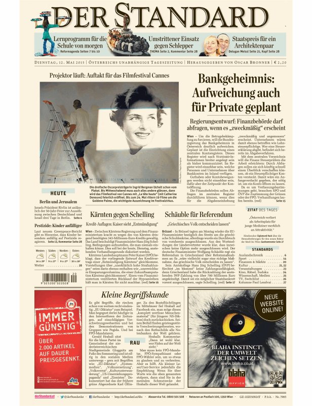 Titelseiten vom 13.05.2015