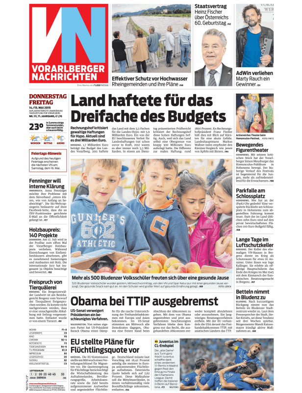Titelseiten vom 14.05.2015