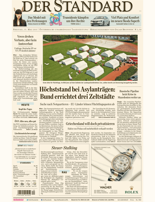 Titelseiten vom 15.05.2015