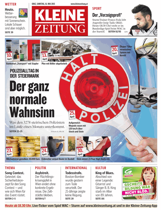 Titelseiten vom 16.05.2015