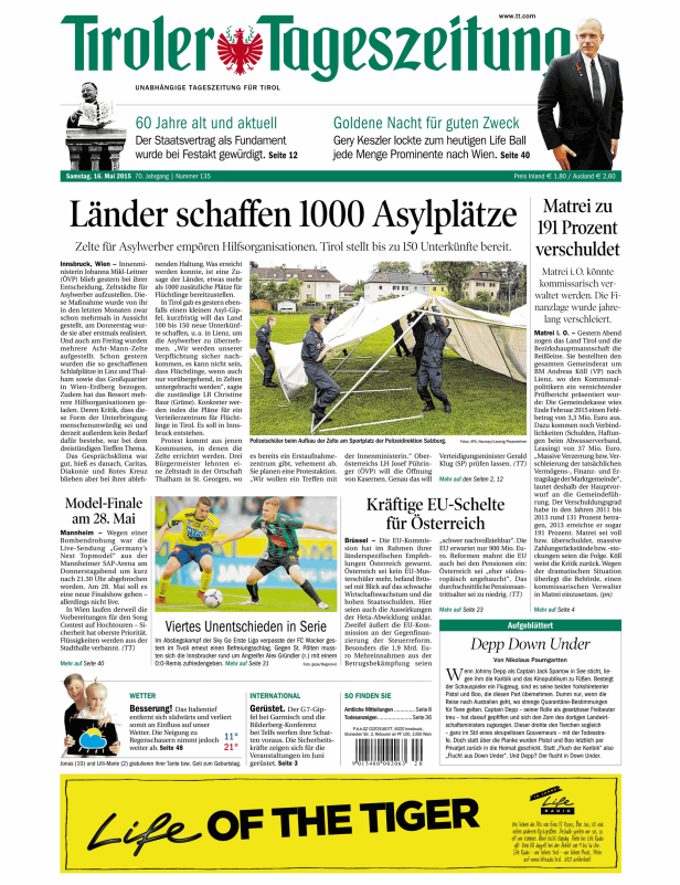 Titelseiten vom 16.05.2015