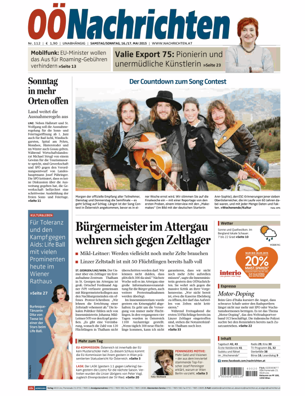 Titelseiten vom 16.05.2015