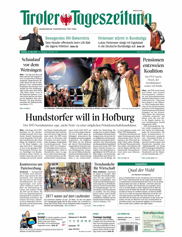 Titelseiten vom 18.05.2015