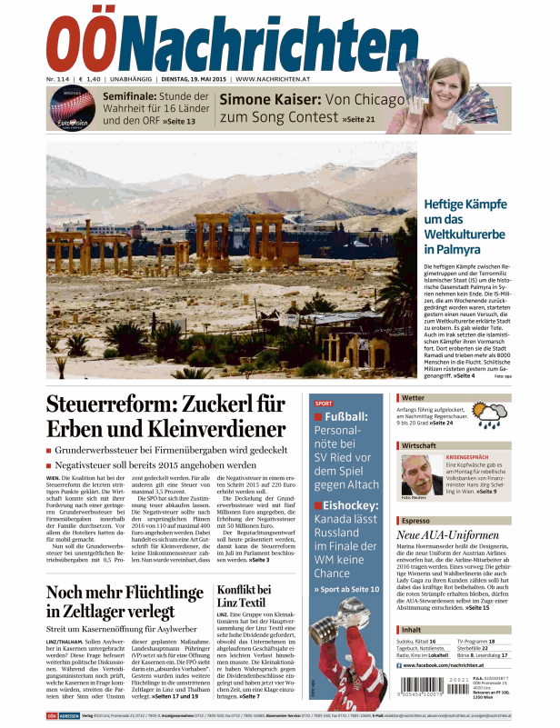 Titelseiten vom 19.05.2015
