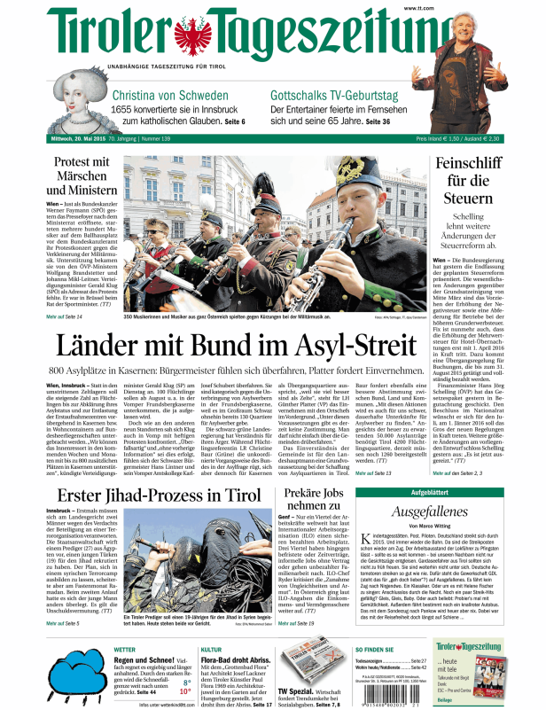 Titelseiten vom 20.05.2015