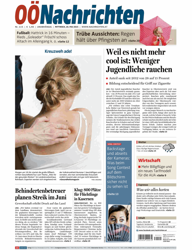 Titelseiten vom 20.05.2015