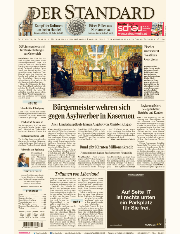 Titelseiten vom 20.05.2015