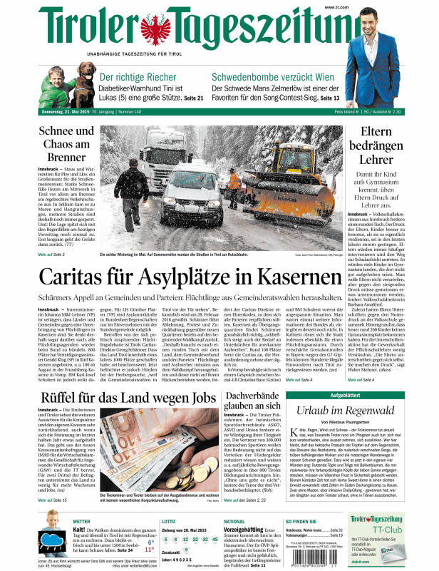 Titelseiten vom 21.05.2015