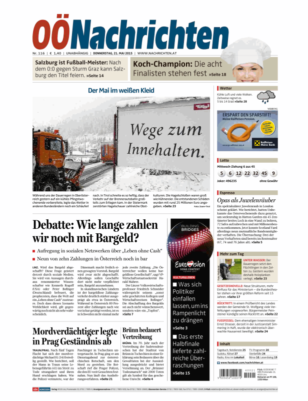 Titelseiten vom 21.05.2015