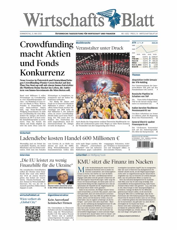 Titelseiten vom 21.05.2015