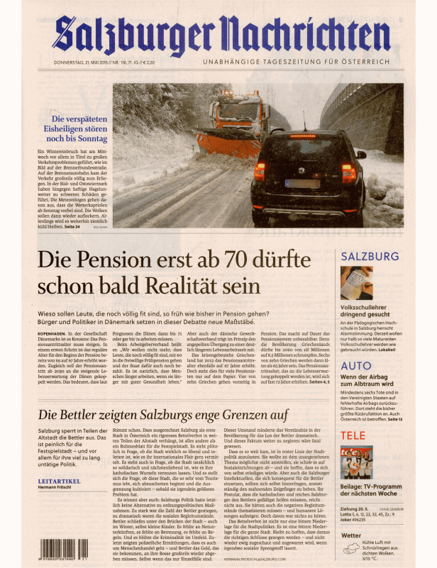 Titelseiten vom 21.05.2015