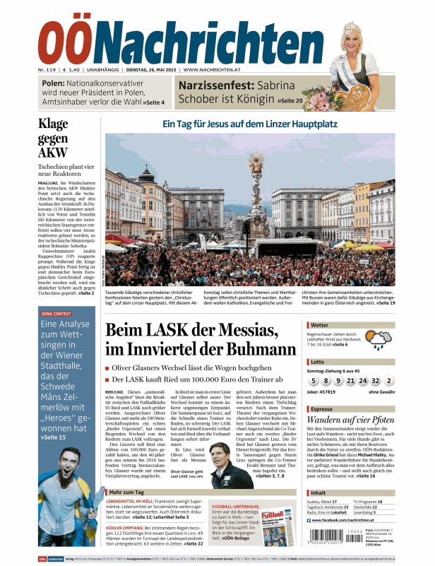 Titelseiten vom 26.05.2015