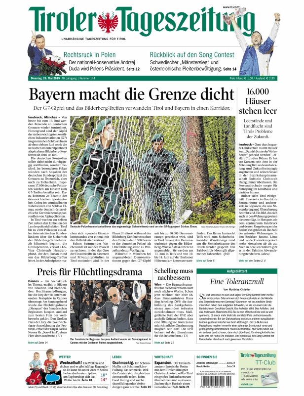 Titelseiten vom 26.05.2015