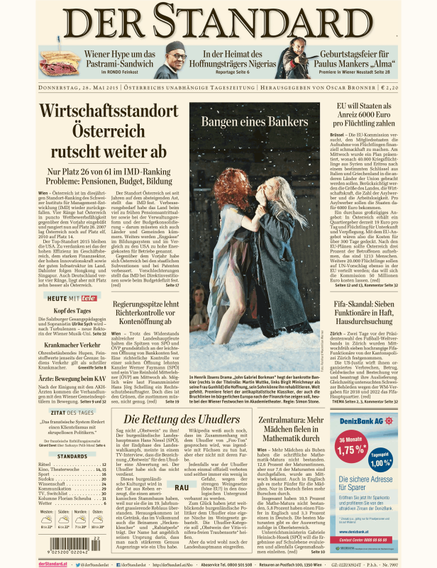 Titelseiten vom 28.05.2015