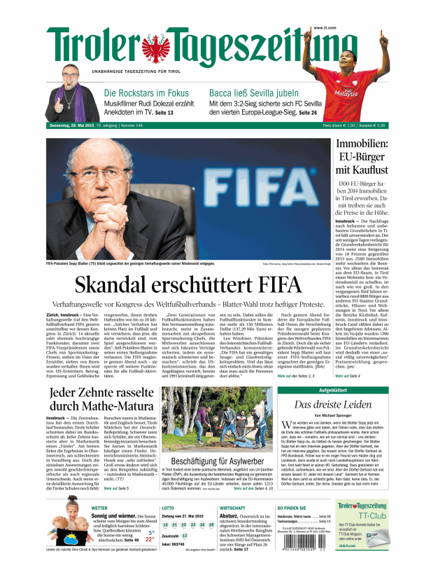 Titelseiten vom 28.05.2015