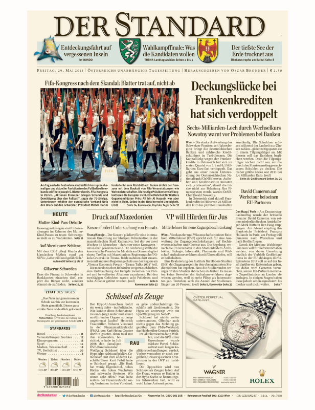Titelseiten vom 29.05.2015