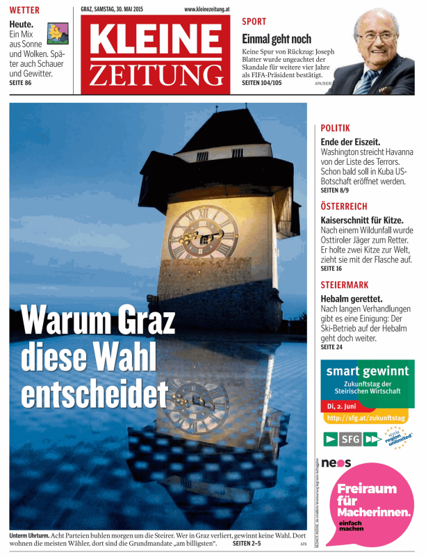 Titelseiten vom 30.05.2015