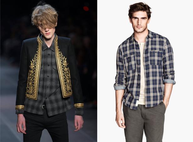 Zwei Männer präsentieren unterschiedliche Hemden und Jacken.