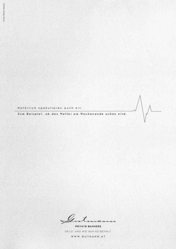 „Natürlich spekulieren auch wir. Zum Beispiel, ob das Wetter am Wochenende schön wird.“ steht auf dem hellen Hintergrund.