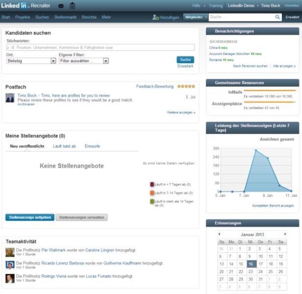 LinkedIn Recruiter - Startseite