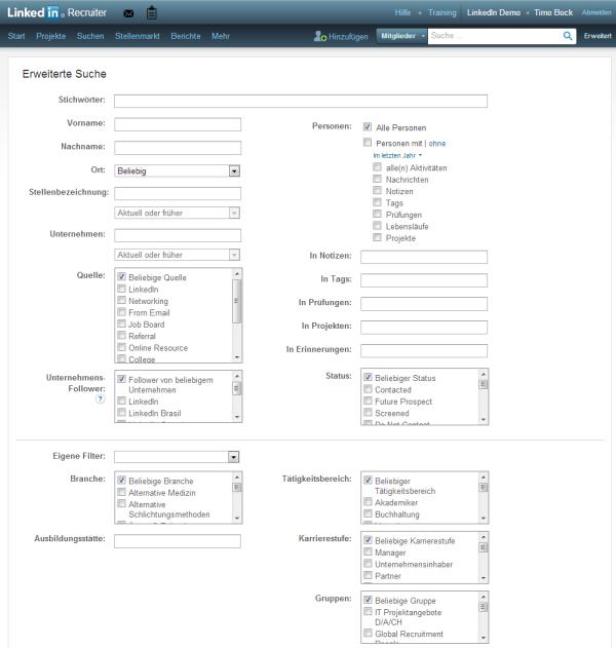 LinkedIn Recruiter - Suche. (beide c: linkedin)