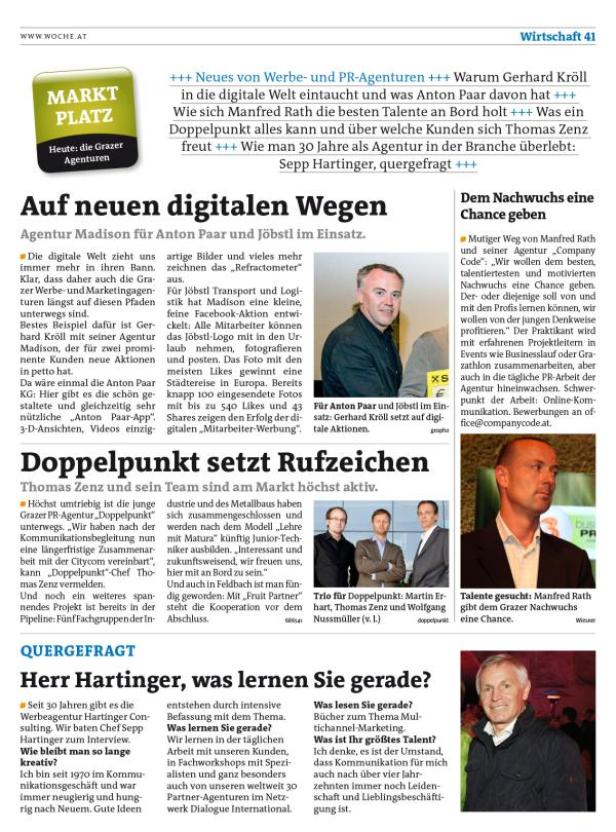 Gruppenfoto von drei Männern: Martin Erhart, Thomas Zenz und Wolfgang Nussmüller von der Agentur Doppelpunkt.