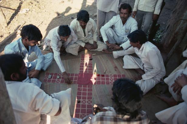 Men play pachisi in Barkeshuak village, Narmada Sa…