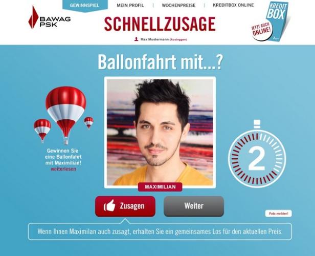 Ein Gewinnspiel der BAWAG P.S.K. mit der Möglichkeit, eine Ballonfahrt mit Maximilian zu gewinnen.
