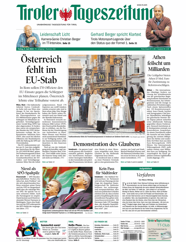 Titelseiten vom 05.06.2015