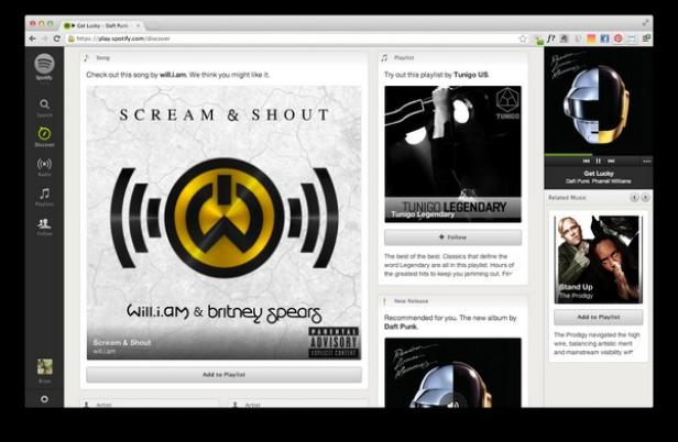 Ein Screenshot von Spotify, der das Cover von „Scream & Shout“ von Will.i.am und Britney Spears zeigt.