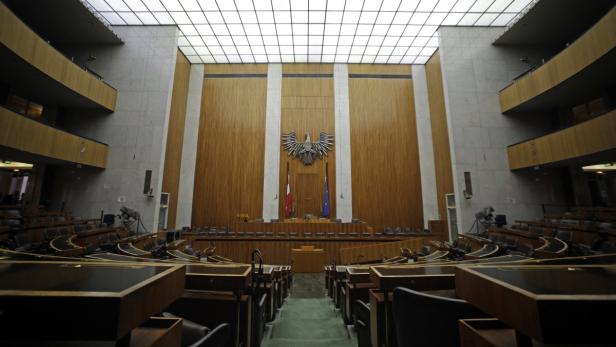 Der Plenarsaal des österreichischen Parlaments in Wien.