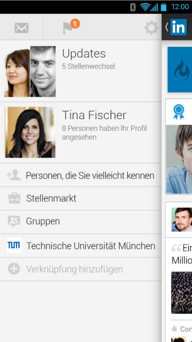 Ein Screenshot der LinkedIn-App auf einem Smartphone.