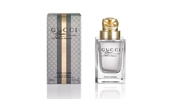 Eine Flasche „Gucci Made to Measure Pour Homme“ Eau de Toilette mit zugehöriger Verpackung.