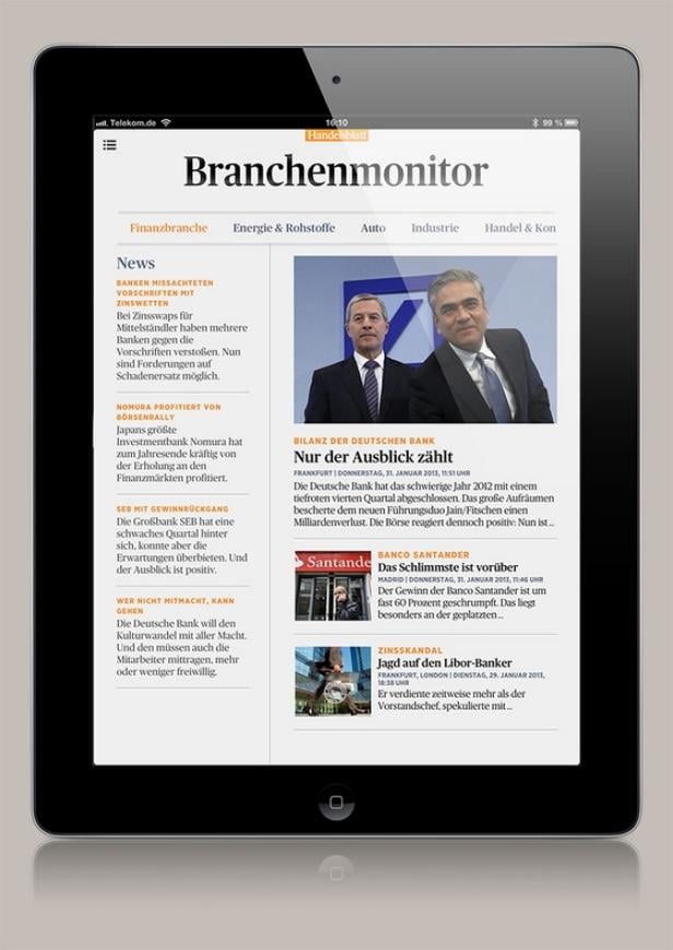 Handelsblatt Live, digitale Tageszeitung drei Mal täglich