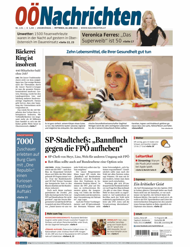Titelseiten vom 10.06.2015
