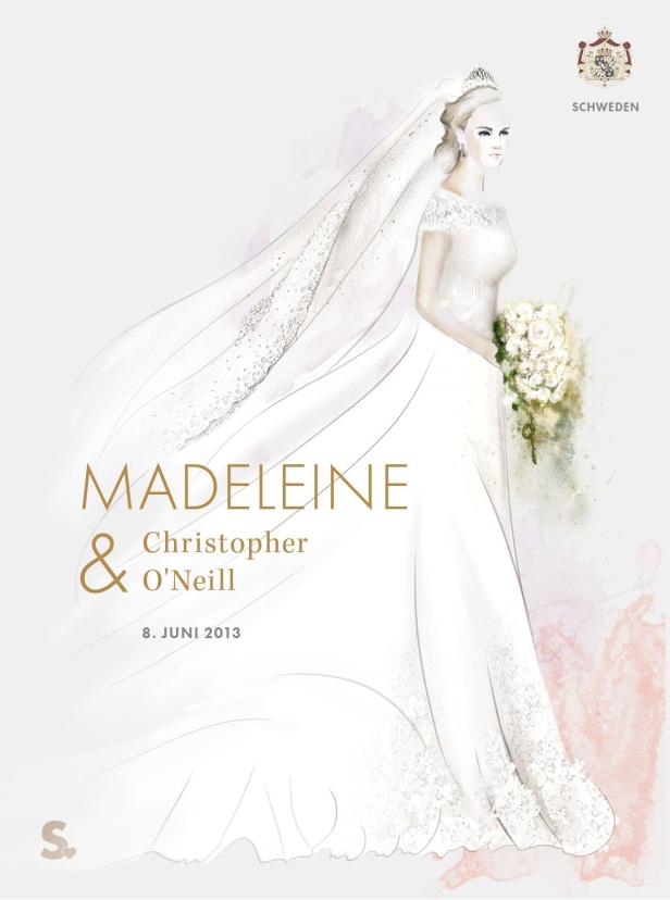 Eine Illustration von Prinzessin Madeleines Hochzeit mit Christopher O'Neill am 8. Juni 2013.
