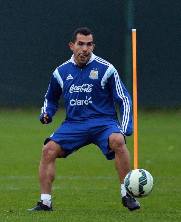 Carlos Tévez beim Fußballtraining mit der argentinischen Nationalmannschaft.
